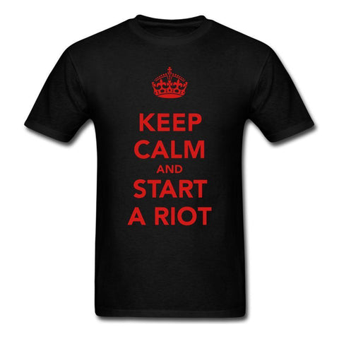 KEEP CALM AND START A RIOT T Shirt Anarchy Anarchist Protest Short Sleeve Hip Hop Tee T-Shirt Harajuku Funny Men Tee Shirts