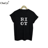 Riot T-Shirt Funny Punk Harajuku Anarchy Tee Shirt Femme Women Life Death Resist Revolution Revolt Slogan T Shirt Black Tops