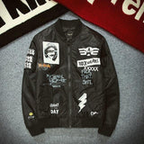 New Street fashion Men Bomber MA1 jacket Retro Embroidery Anarchy Coat Printing Design Black Red Army green
