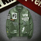 New Street fashion Men Bomber MA1 jacket Retro Embroidery Anarchy Coat Printing Design Black Red Army green