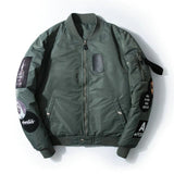 New Street fashion Men Bomber MA1 jacket Retro Embroidery Patches Anarchy Badge letters Black Light green Army green