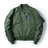 New Street fashion Men Bomber MA1 jacket Retro Embroidery Patches Anarchy Badge letters Black Light green Army green
