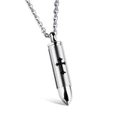 GAGAFEEL Men Bullet Pendant Charms Necklace Punk Jewelry 316L Stainless Steel Link Chain For Male Cross Prayer Accessories X112H