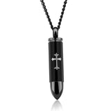 GAGAFEEL Men Bullet Pendant Charms Necklace Punk Jewelry 316L Stainless Steel Link Chain For Male Cross Prayer Accessories X112H