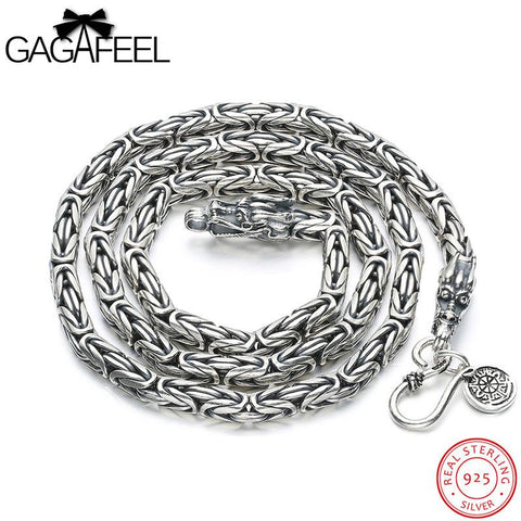 GAGAFEEL Classic Necklace Genuine 925 Sterling-Silver-Jewelry Cool Punk Necklaces Chains For Domineer Men Gift For Father's Day