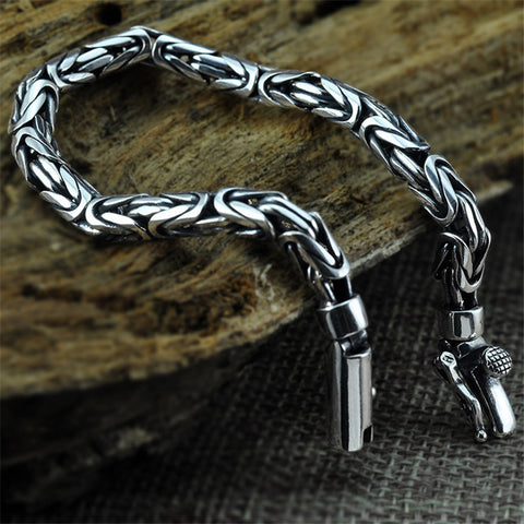 V.YA Genuine 100% Real Pure 925 Sterling Silver Men Bracelet Fashion Punk Style Thai Silver Bangle Bracelets Men Jewelry