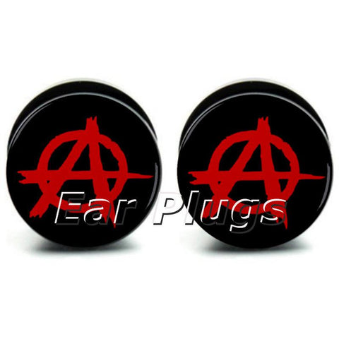 Pair of Anarchy ear plug gauges tunnel acrylic screw flesh tunnel body piercing jewelry PAP034