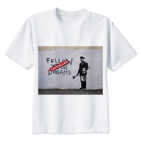 banksy print casual tshirt mens o-neck t shirts fashion men's tops men T-shirt short sleeve men MR2812