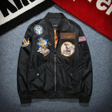 New Street fashion Men Bomber MA1 jacket Retro Embroidery Patch Cartoon Badge Anarchy Printing Coat Black Army green Red