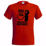 FREE POLITICAL PRISONERS MENS T SHIRT AMNESTY RIGHTS FREEDOM PEACE ANARCHY Short Sleeve Cotton T-Shirts Man Clothing