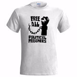 FREE POLITICAL PRISONERS MENS T SHIRT AMNESTY RIGHTS FREEDOM PEACE ANARCHY Short Sleeve Cotton T-Shirts Man Clothing