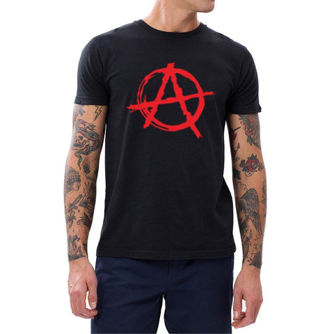 Mens Anarchy Symbol T-shirts Men Bedlam Evil Anarchist War Rocker Tee