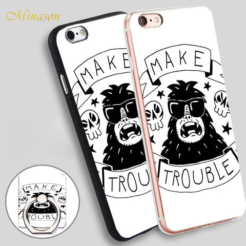 Minason Make Trouble Anarchy Gorilla Mobile Phone Shell Soft TPU Silicone Case Cover for iPhone X 8 5 SE 5S 6 6S 7 Plus