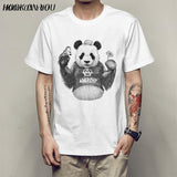 Graffiti panda Anarchy Symbol T-Shirt Punk Gothic Symbol Sign Printed Tshirts Men 2017 Summer Hip Hop Short Sleeve Streetwear