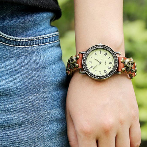 Brown Punk Rock  Watches Bracelet Cuff Gothic Wrist Watches