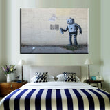 xdr1051 Black and white Banksy Smile Graffiti art prints posters