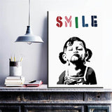 xdr1051 Black and white Banksy Smile Graffiti art prints posters