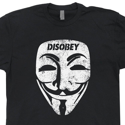 Gildan  Guy Fawkes Mask T Shirt Anonymous Disobey Troll Political V For Computer Vendetta Binary Code Anarchy Hacker Tee