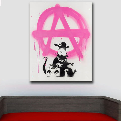 Mklql Graffiti Art Anarchy Rat, 2006 By Banksy Wall Art Canvas Painting For Living Room Home Decor Oil Painting Wall Art Picture