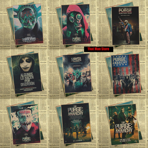 Vintage PURGE ANARCHY 2014 core Movie Kraft Paper Poster Wall Decorative Paintings  30x21cm