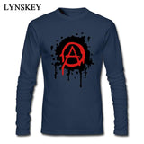 Men's Cool Design Anarchy Logo Winter T-Shirts Long Sleeve Pure Cotton High Quality Mens 3D Print Tee Shirts Slim Fit Shirts