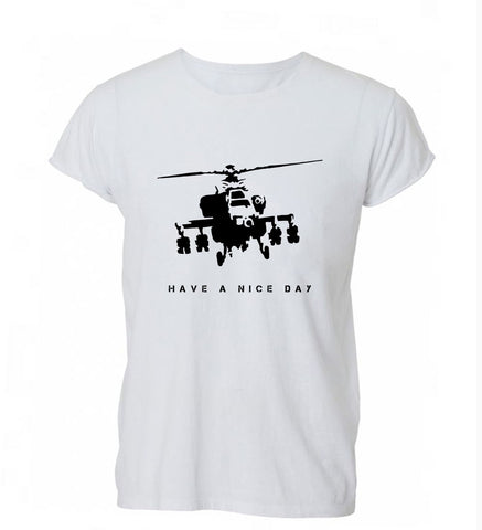 Sleeves Cotton Free Shipping Crew Neck Banksy Have A Nice Day War Chopper Art Graffiti T-Shirt Unisex Tshirt Mens Women