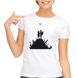 Banksy Girl With Balloon Print Women tshirt Modal Casual Slim Funny t shirts For Lady Top Tee Asian size S-3XL