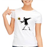 Banksy Girl With Balloon Print Women tshirt Modal Casual Slim Funny t shirts For Lady Top Tee Asian size S-3XL