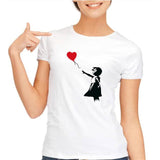 Banksy Girl With Balloon Print Women tshirt Modal Casual Slim Funny t shirts For Lady Top Tee Asian size S-3XL